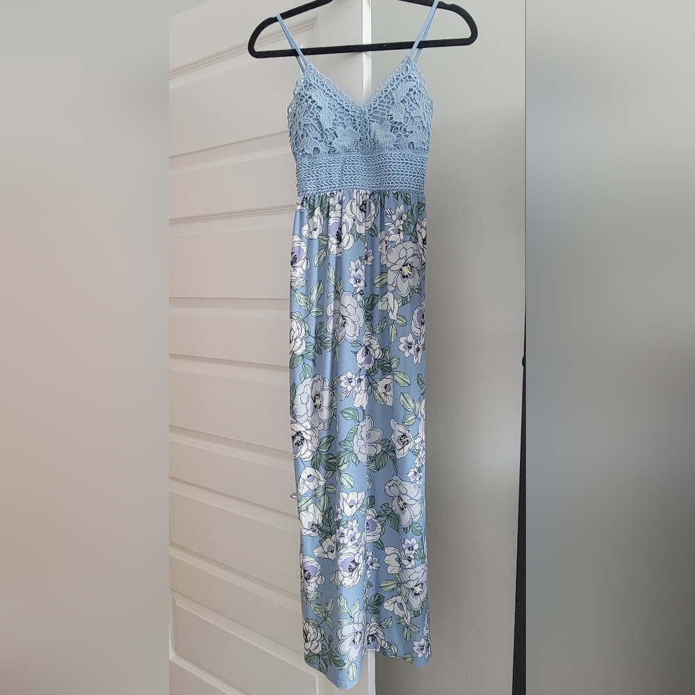 Floral Blue and White Dress